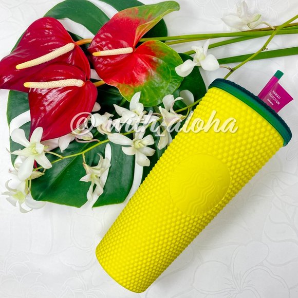 Starbucks NEON PINK & Yellow Pineapple Studded Cup - Picture 9 of 11